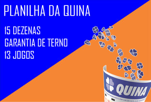 Planilha da Quina - 15 Dezenas - Garantia de terno