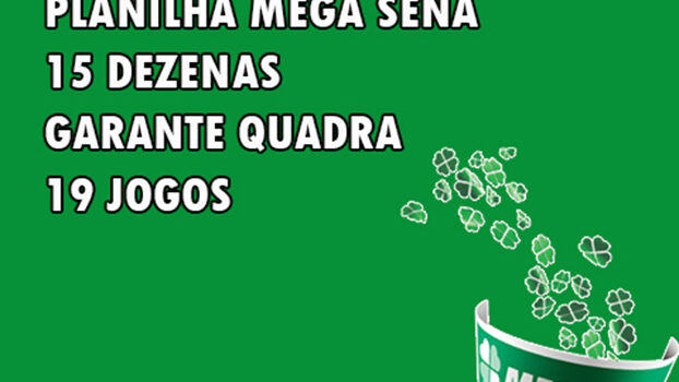 Planilha Mega Sena 15 Dezenas – Garante Quadra – 19 Jogos - Versão Prêmium