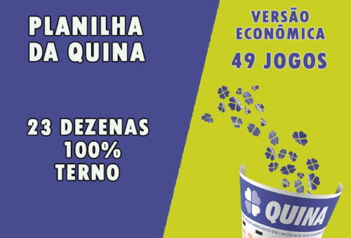 Planilha da quina com 23 dezenas - Versão econômica
