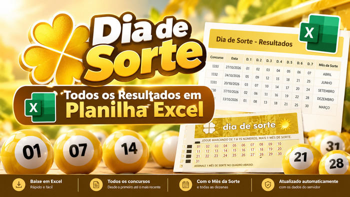 resultados dia de sorte em excel